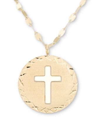Macy's - Cross Disc 18" Pendant Necklace in 14k Gold