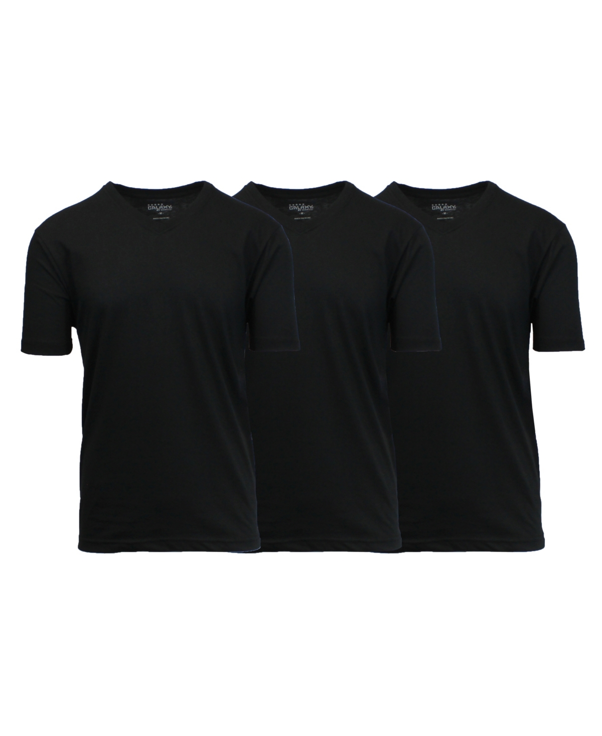 Men's Short Sleeve V-Neck T-shirt, Pack of 3 - Black-White-Navy