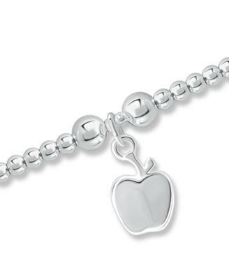 Bead Apple Charm Bracelet in Silver Plate