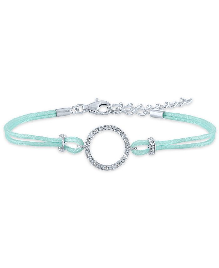 Macy's Diamond Accent Circle Aqua Cord Bracelet in Sterling Silver - Macy's