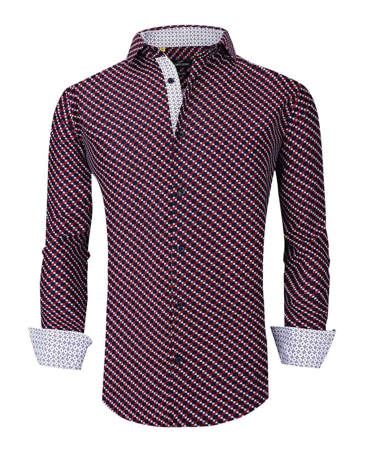 Azaro Uomo Men's Slim Fit Business Nautical Button Down Dress Shirt