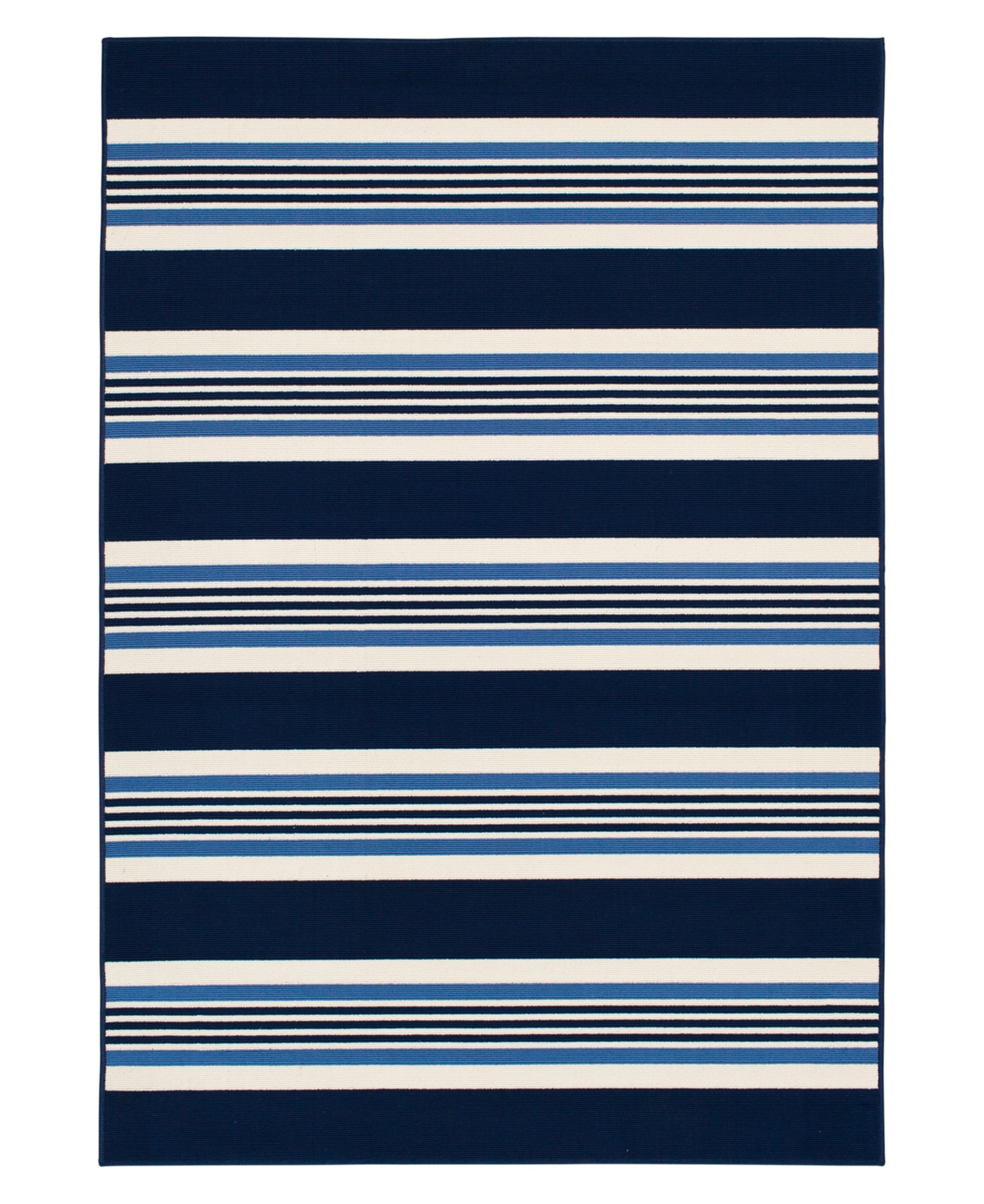 Northern Weavers Vera McGregor Stripe 7'10in x 9'10in Outdoor Area Rug - Blue, Ivory