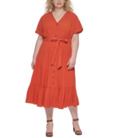 Plus Size Ruffle-Hem A-Line Dress