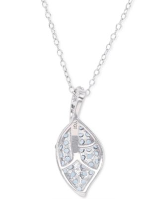 Cubic Zirconia Leaf 18" Pendant Necklace in Sterling Silver