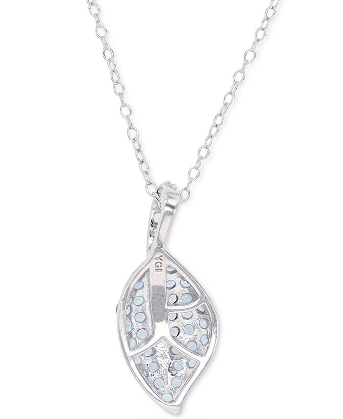 Macy's - Cubic Zirconia Leaf 18" Pendant Necklace in Sterling Silver