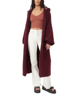 FREE PEOPLE tan knit long lightweight ribbed duster cardigan