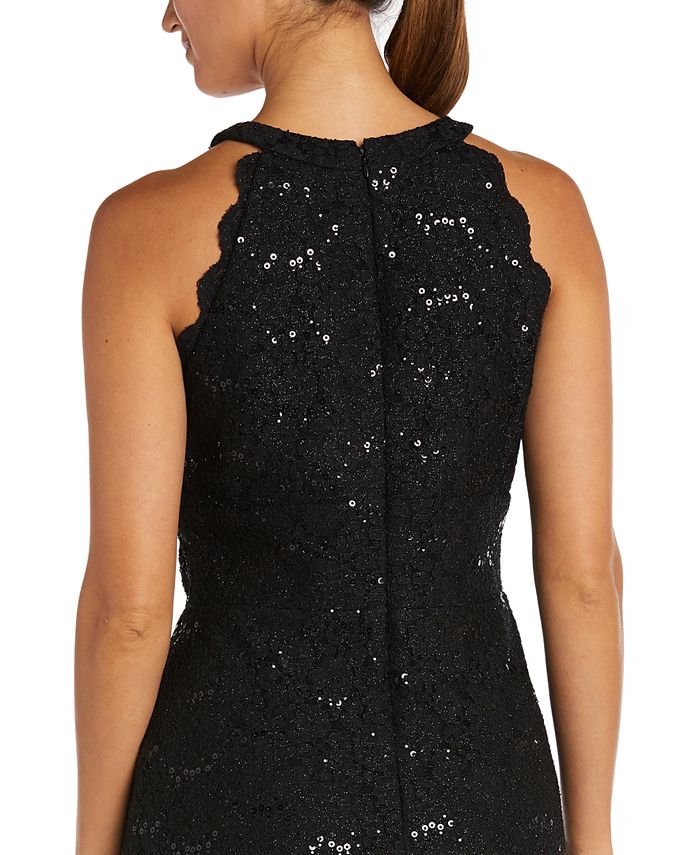 Nightway Lace Illusion-Detail Dress - Macy's