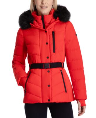 red vest with fur hood