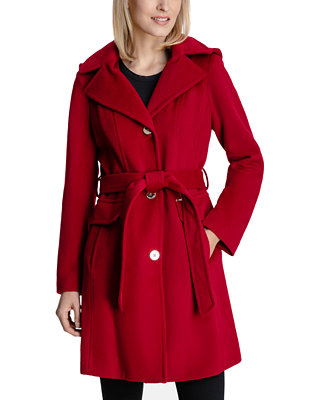 Michael Kors Women's Hooded Belted Walker Coat, Created for Macy's ...