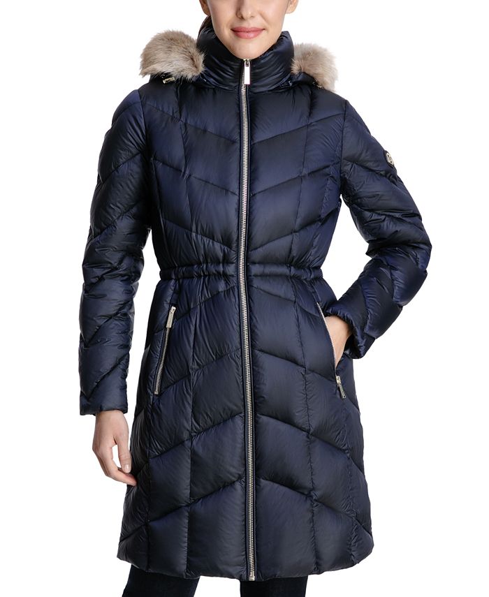 Michael Kors Women's High-Shine Faux-Fur-Trim Hooded Down Puffer Coat,  Created for Macy's & Reviews - Coats & Jackets - Women - Macy's