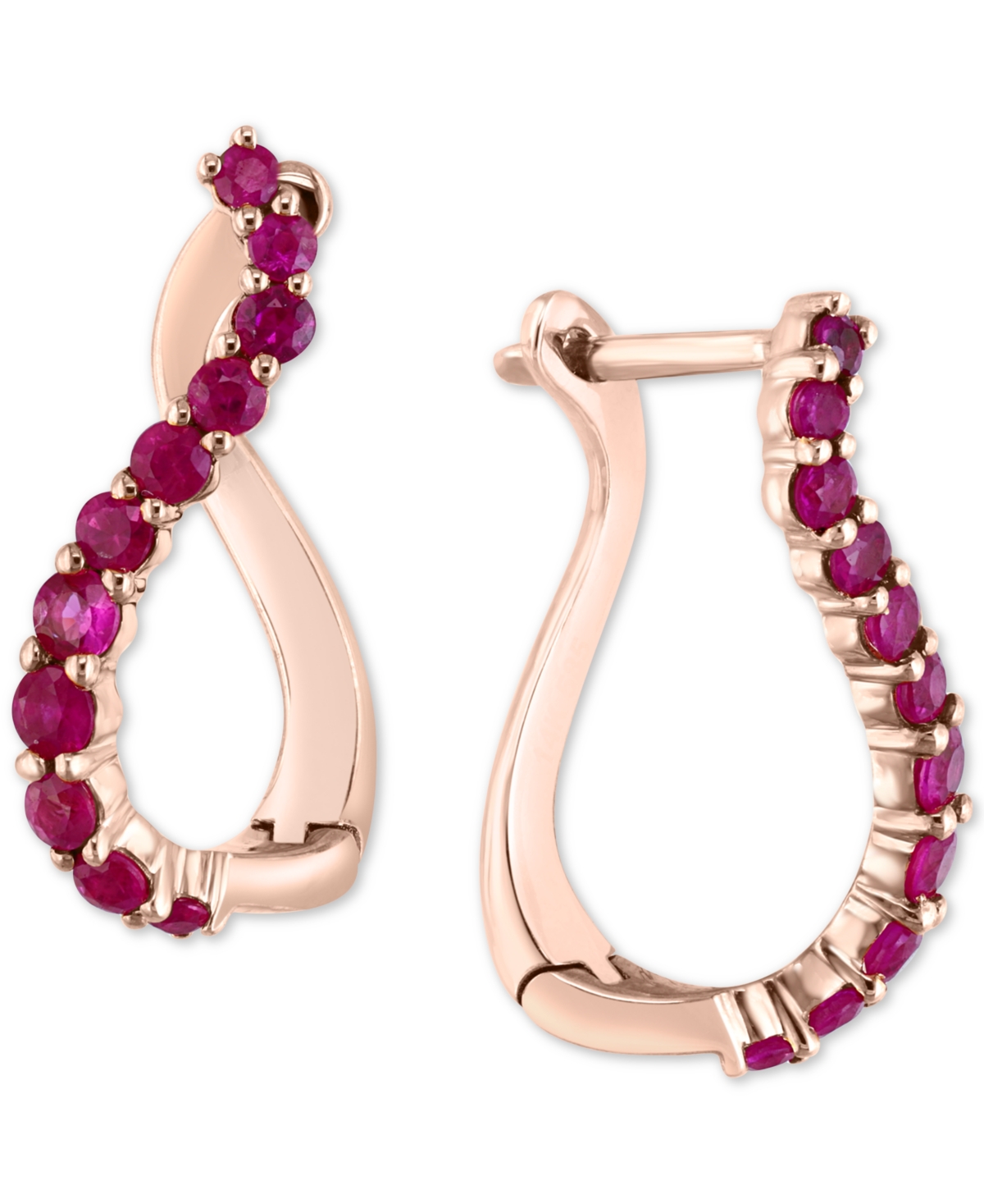 Ruby Swirl Hoop Earrings (3/4 ct. t.w.) in 14k Rose Gold - Ruby