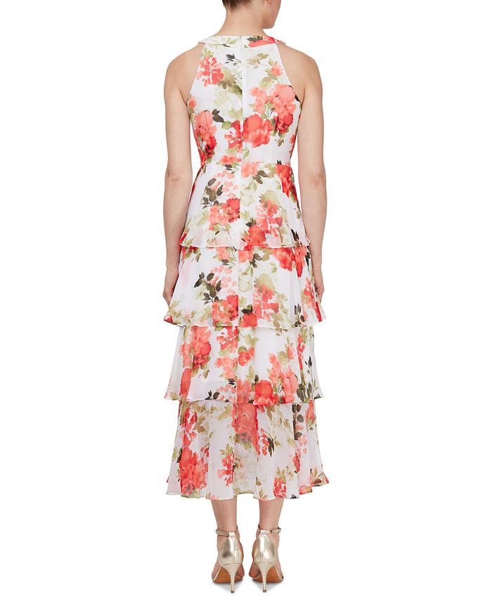 SL Fashions Printed Tiered Dress Macy's
