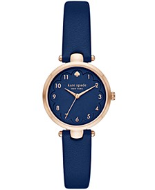 holland three-hand blue leather watch, 28mm