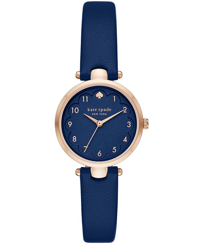 kate spade new york holland three hand blue leather watch 28mm