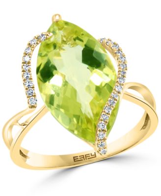EFFY Collection - Marquise-Cut Citrine (8-1/2 ct. t.w.) and Diamond (1/8 ct. t.w.) Wrap Ring in 14k Gold