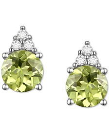 Gemstone & Diamond Accent Stud Earrings 