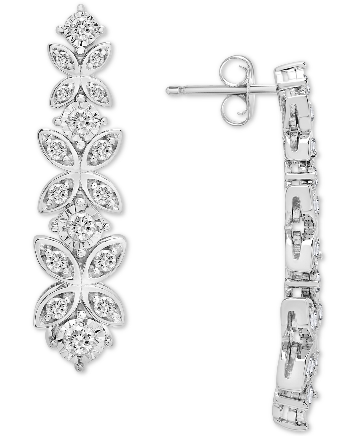 Diamond Butterfly Drop Earrings (1 ct. t.w.) in Sterling Silver, Created for Macy's - Sterling Silver