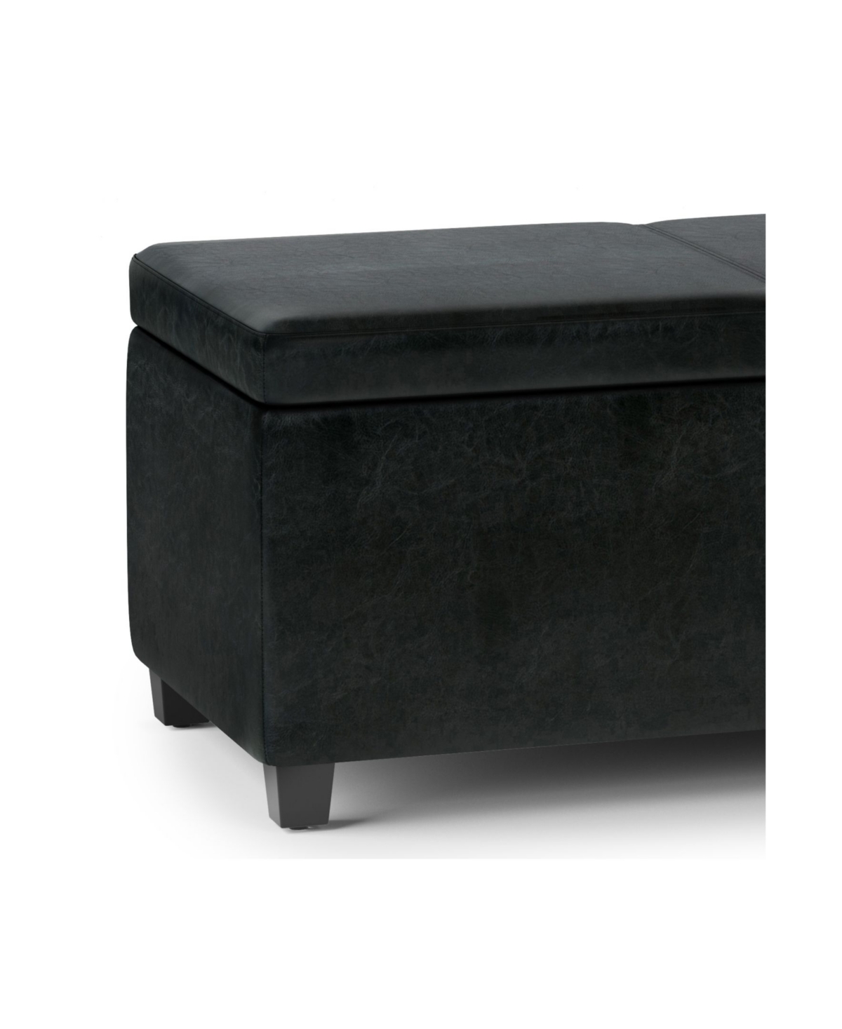 Simpli Home Avalon Extra Large Storage Ottoman Bench In Midnight Black
