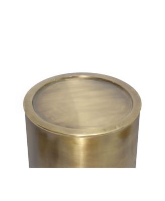 Corbin 16.1" Antique Gold Iron Wide Industrial Metal Side Table