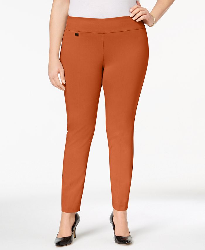 Alfani Plus Size Tummy-Control Pull-On Skinny Pants, Created for Macy's ...