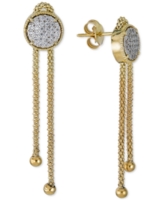 Diamond Circle Cluster Chain Drop Earrings (1/4 ct. t.w.) in 14k Gold-Plated Sterling Silver - Sterling Silver  K Gold-Plate