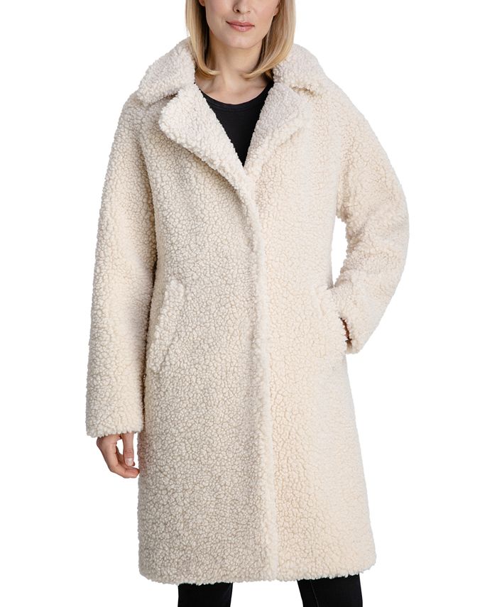 BCBGeneration Women's Notch-Collar Teddy Coat, Created for Macy's