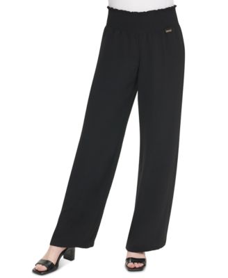 Calvin Klein - Smocked-Waist Wide-Leg Pants