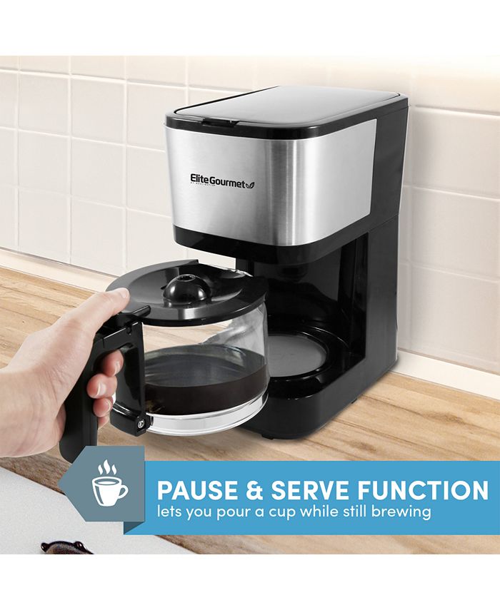Elite Gourmet 5 Cup Automatic Brew & Drip Coffee Maker with Pause