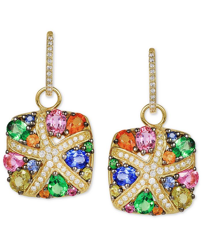 EFFY Collection - Multicolor Sapphire (3-1/3 ct. t.w.) and Diamond (1/4 ct. t.w.) Starfish Earrings in 14k Gold