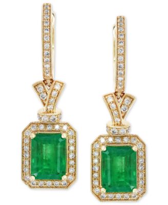 Brasilica by EFFY&reg; Emerald (2-7/8 ct. t.w.) and Diamond (1/2 ct. t.w.) Earrings in 14k Gold, Created for Macy's