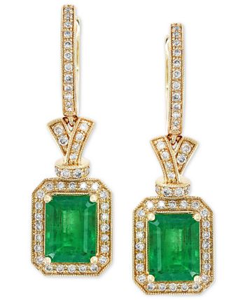 EFFY Collection - Emerald (2-7/8 ct. t.w.) and Diamond (1/2 ct. t.w.) Earrings in 14k Gold