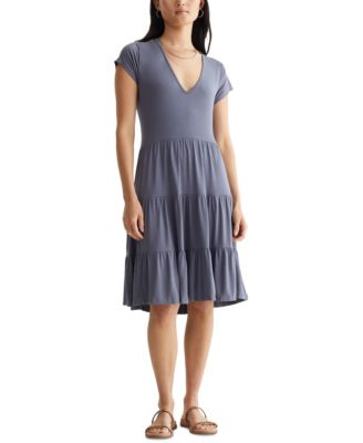 lucky brand printed tiered babydoll dress