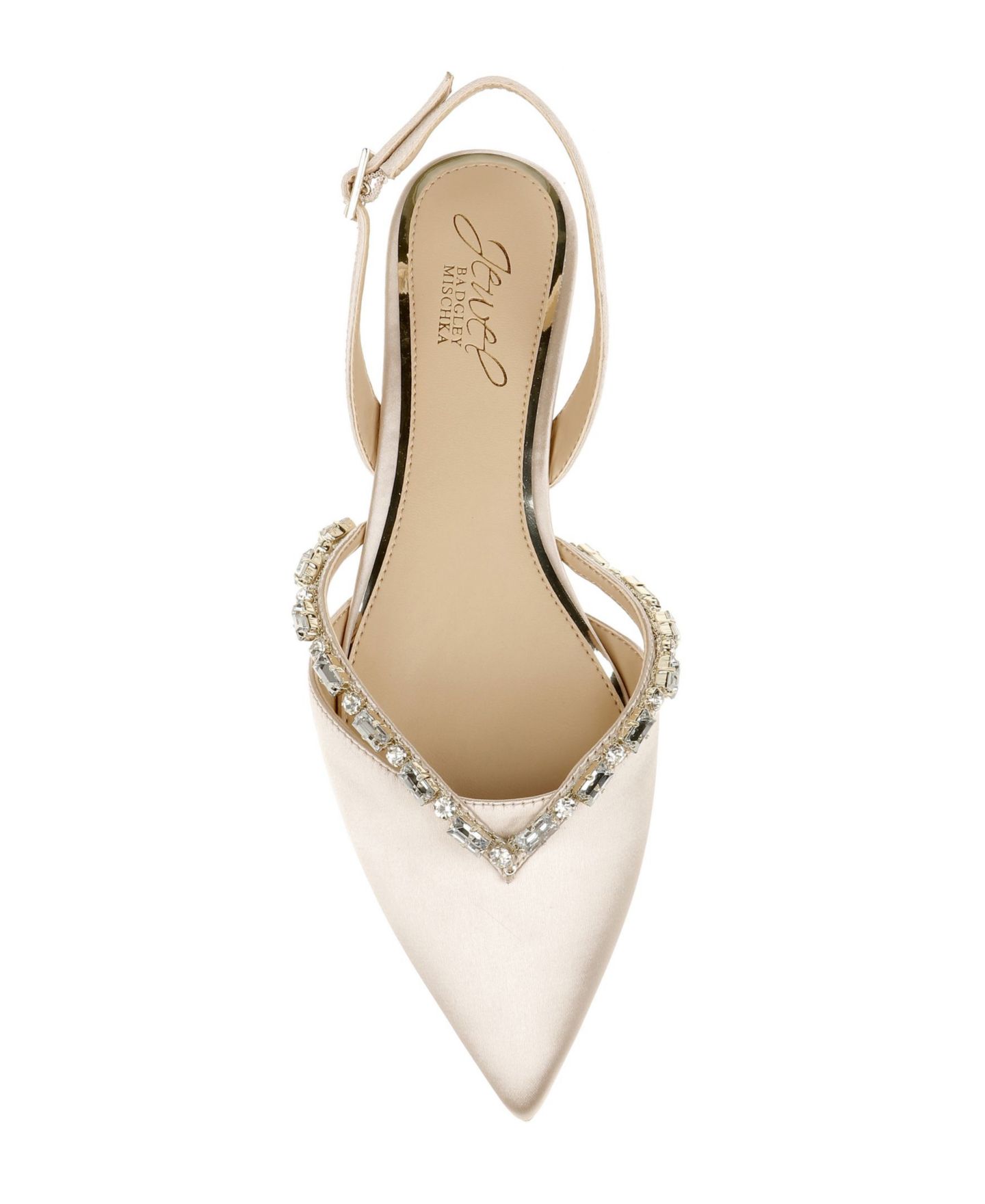Женские балетки Jewel Badgley Mischka Camden Slingback Pointed Toe Evening Flats, цвет: Шампань атласный — фото 6