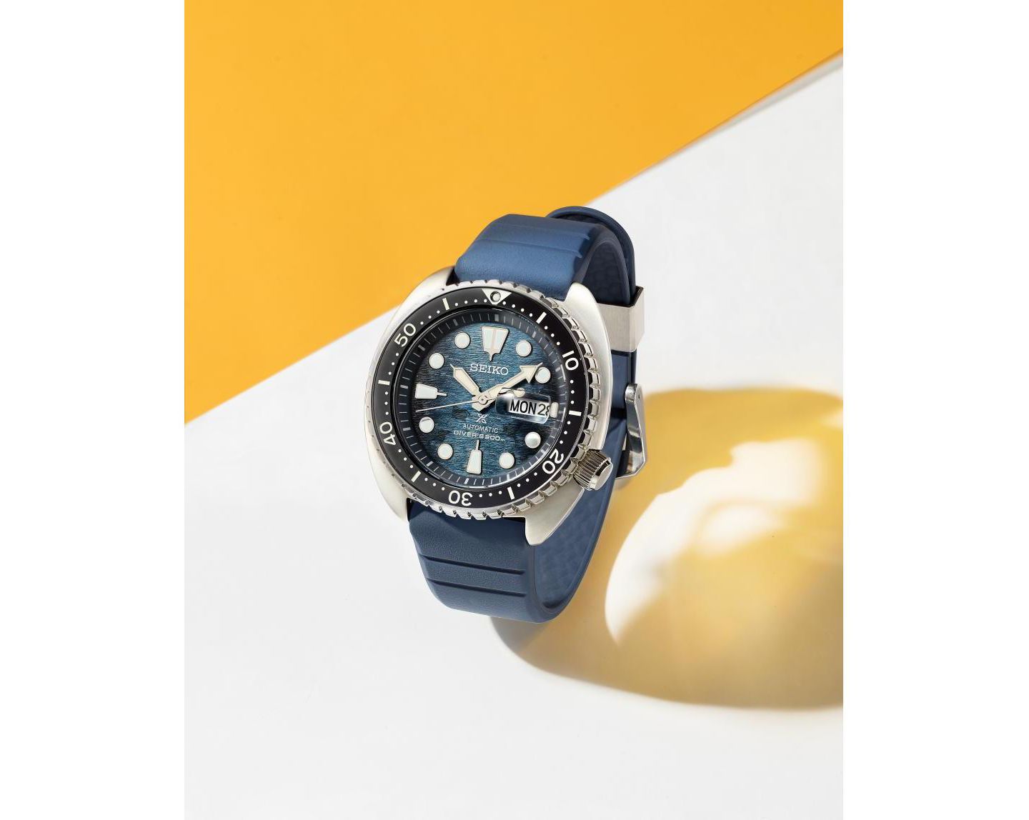 Мужские часы Seiko Automatic Prospex Diver, тёмно-синий силиконовый ремешок, 45 мм — фото 4