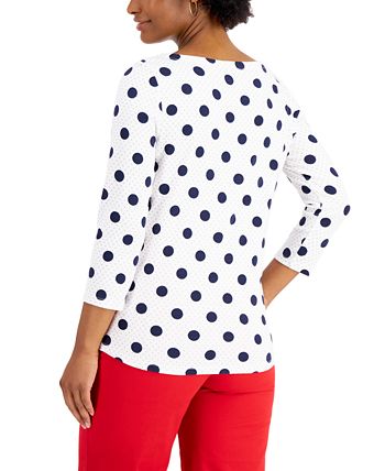 Charter Club Women's Dot-Print Boat-Neck Top, Created for Macy's - Macy's