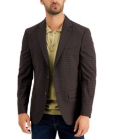 Men's Modern-Fit Burgundy/Brown Check Blazer