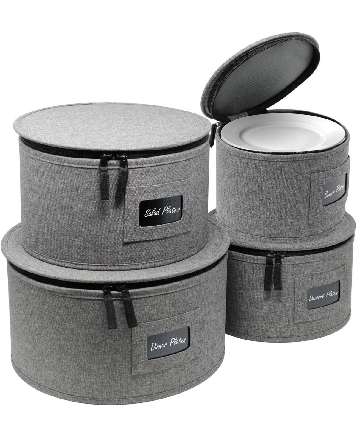 Sorbus Dinnerware Storage Set, 4 Pieces - Gray