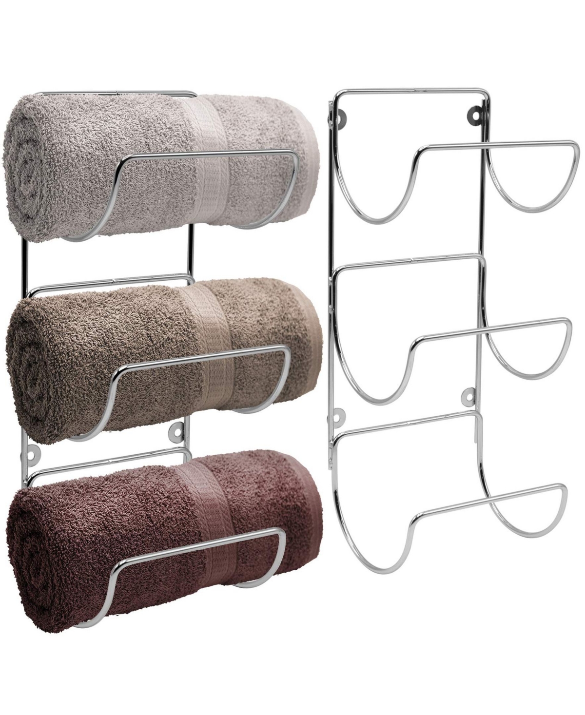 3-Level Towel Rack, Set of 2 - Silver-Tone
