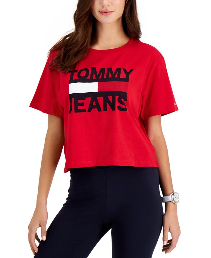 Jeans Cotton Big-Logo Cropped T-Shirt -