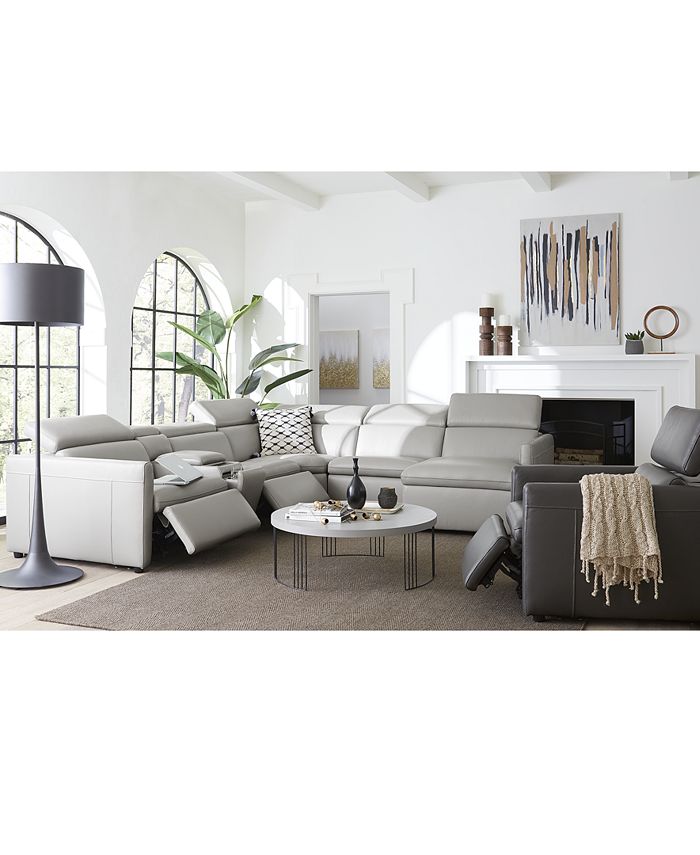 Furniture CLOSEOUT! Starlene 3Pc. Leather Sofa with 2 Power Recliners and Chaise, Created for