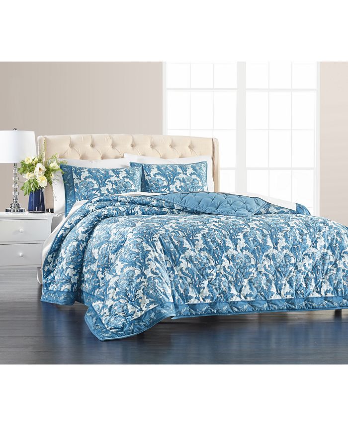 Martha Stewart Collection Nouveau Floral Velvet Quilt, Full/Queen