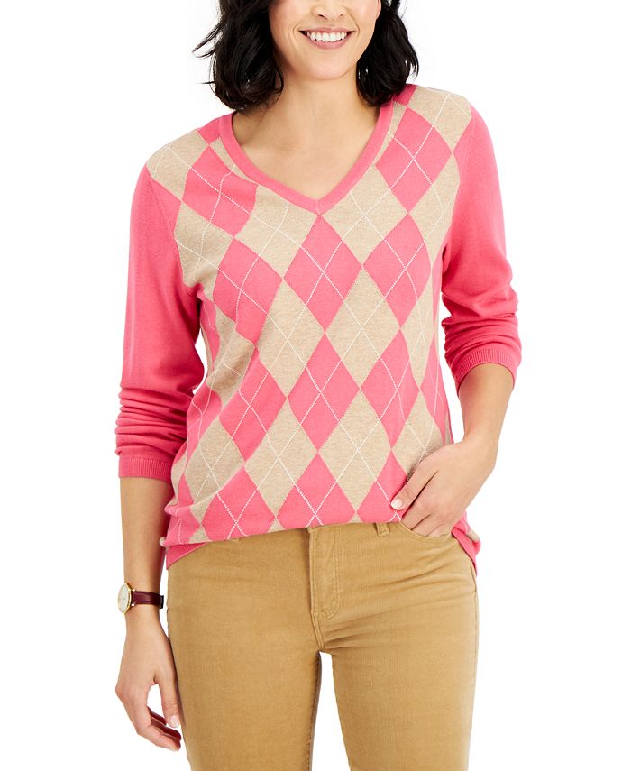 Cotton Argyle Sweater & Reviews - - Women - Macy's