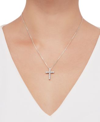 Cubic Zirconia Cross 18" Pendant Necklace