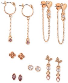 Gold-Tone 6-Pc. Set Crystal Accented Stud & Drop Earrings