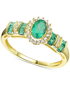 Sapphire (1 ct. t.w.) & Diamond (1/8 ct. t.w.) Ring (Also in Emerald & Ruby) in 14k Gold