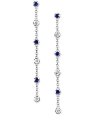 Macy's - Emerald (3/8 ct. t.w.) & Diamond Accent Linear Drop Earrings in 14k Gold (Also in Ruby & Sapphire)