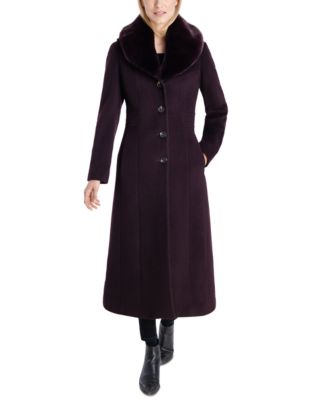 Anne Klein Faux-Fur Shawl-Collar Maxi Coat - Macy's