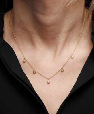 Diamond Dangle Statement Necklace (1/4 ct. t.w.) in 14k Gold, 16" + 2" extender, Created for Macy's