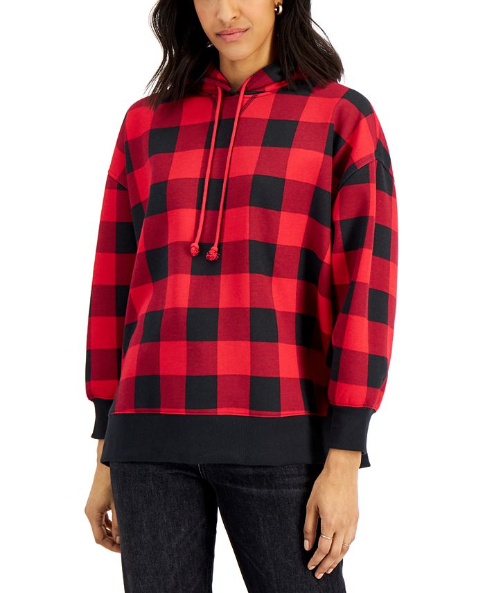 Style & Co Plaid Boyfriend Hoodie, Created for Macy's Macy's