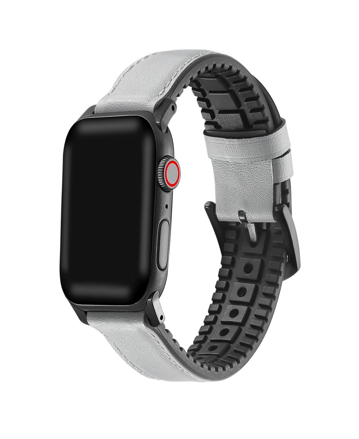 Men's and Women's Genuine Gray Leather Band with Silicone Back for Apple Watch 38mm - Gray